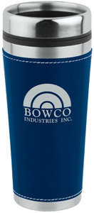 Promotional Travel Mugs: 16oz Leather Wrap Tumblers